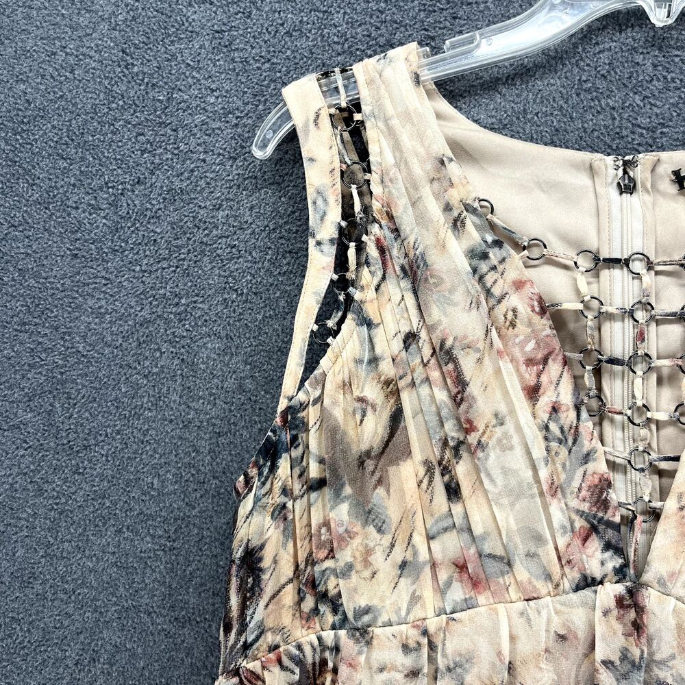 Haute Hippie Runway Silk Top Womens 10 Floral Ring Trim Asymmetric Hem Blouse - Picture 6 of 16